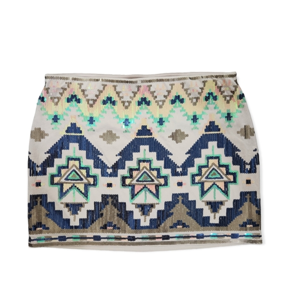 Express Dresses & Skirts - Express Sequin Aztec Print Skirt Size Medium